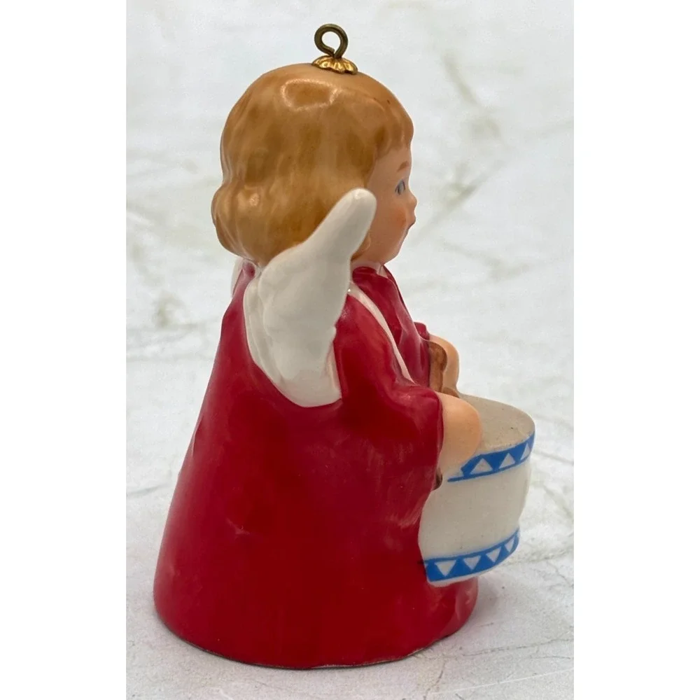 Goebel Annual Angel‎ Bell Ornament 1984 Drum Red West Germany Vintage Porcelain